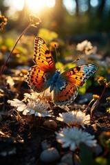 Obraz premium Winged Harmony the realistic prisoner fusion of a dancing butterfly in the color, generative IA