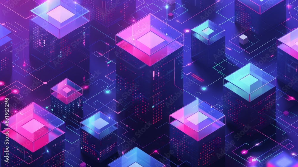 Poster tech startup developing blockchain solutions to enhance security and transparency in financial trans