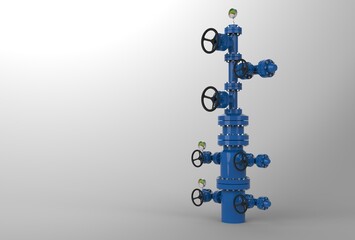 Oil well head view with valve system and pressure gauge