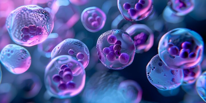 Golgi vesicles in fluorescent image essential for efficient molecule delivery in cells. Concept Cell Biology, Golgi Vesicles, Fluorescent Imaging, Molecule Delivery, Cellular Processes