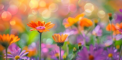 Obraz premium Vibrant Flower Meadow in a Sunny Day