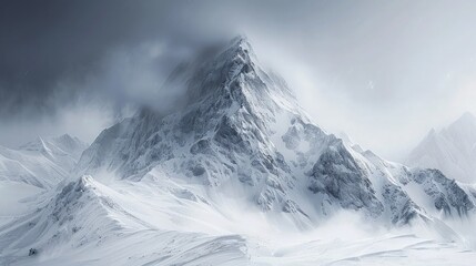 Obraz premium Majestic Mountain Landscapes and Snowy Peaks, Winter Wonderland: Stunning Views of Snow-Covered Peaks.