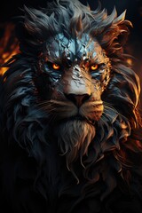 Abstract Lion Modern lines and intricate forms challenge expectations in contemp, generative IA