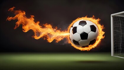 Fototapeta premium burning soccer ball in football ground