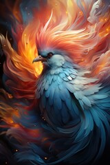 Obraz premium Abstract Renaissance the modern phoenix in the fusion of shapes and patterns, generative IA