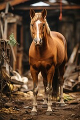 Rescue the elegance of the past an ode to the horse in the vintage barn, between, generative IA