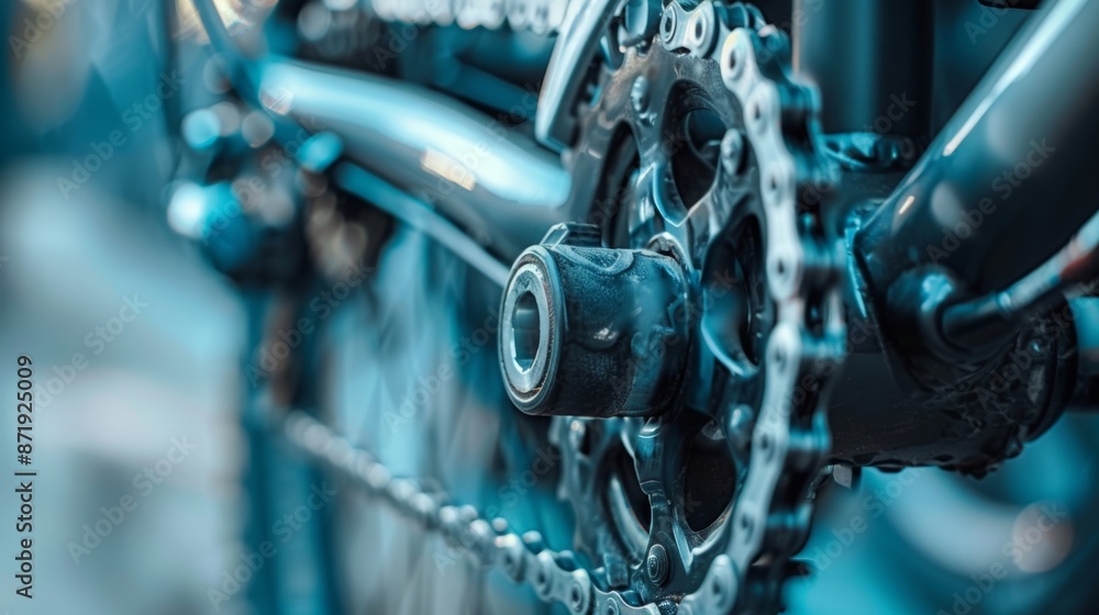 Poster macro shot of the chain and gears highlighting the dualloop chain and advanced gearing system suited
