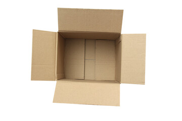 carton box with brown color as delivery houshold cardboard box, for moving, packaging or packing, some product in business object transportation., like shipping, Isolated on white background. 