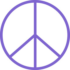 A purple peace A purple peace sign line icon round shape vector design with a white background