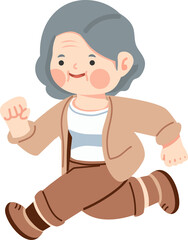 Fototapeta premium Attractive older woman running cartoon