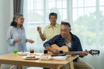 Retired Friends Enjoying Music and Dancing Together