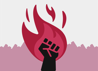 Protest fist rally crowd illustration