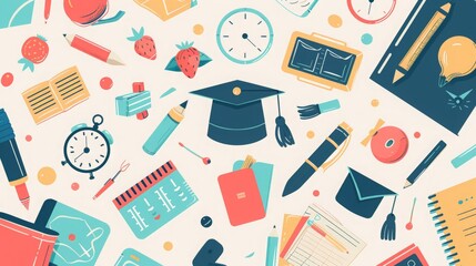 stock vectors featuring school supplies, classrooms,
