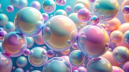 Abstract pastel spheres and bubbles with soft gradients, sphere, bubble, abstract, render, pastel colors, soft, gradient