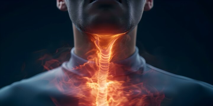 Stomach acid reflux causes heartburn and discomfort in the esophagus. Concept Gastroesophageal Reflux Disease, Heartburn Relief, Esophageal Discomfort, Stomach Acid Remedies