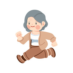 Attractive older woman running cartoon