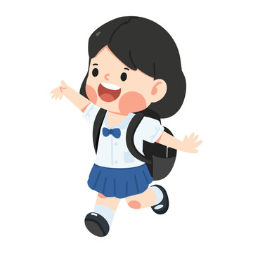 recommend clip art: Happy girl going to school