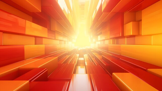 3d rendering of red and yellow abstract geometric background. Scene for advertising, technology, showcase, banner, game, sport, cosmetic, business, metaverse. Sci-Fi Illustration. Product display