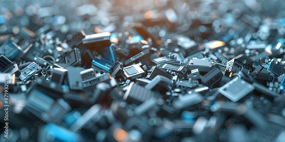 Poster 3d animation highlights responsible ewaste recycling practices in sharp detail. concept 3d animation