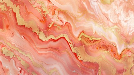 coral marble texture with golden accent background