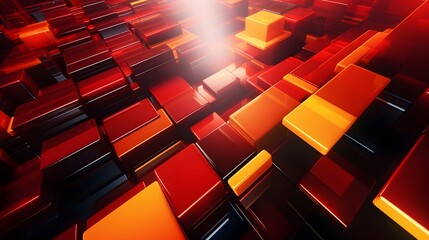 Fototapeta premium 3d rendering of red and yellow abstract geometric background. Scene for advertising, technology, showcase, banner, game, sport, cosmetic, business, metaverse. Sci-Fi Illustration. Product display