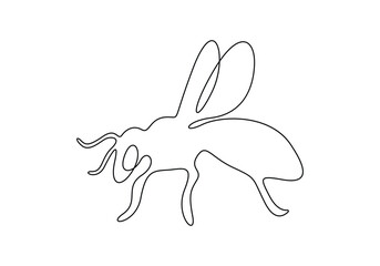 Continuous one line drawing of elegant honey bee for company logo identity. Organic honey farm icon concept vector illustration