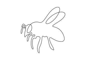 Continuous one line drawing of elegant honey bee for company logo identity. Organic honey farm icon concept vector illustration