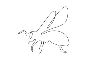 Continuous one line drawing of elegant honey bee for company logo identity. Organic honey farm icon concept vector illustration