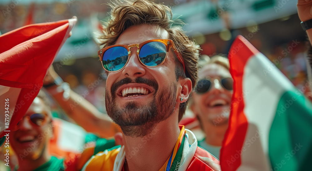 Wall mural Portrait of football fan during euro 2024.