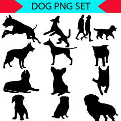 German shepherd dog in different poses and coat colors clipart. Vector illustration.png