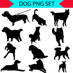 German shepherd dog in different poses and coat colors clipart. Vector illustration.png