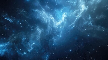 Abstract blue nebula background with cosmic clouds and stars, perfect for science fiction and space exploration themes