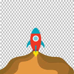 Flying Rocket Illustration on transparent background. 