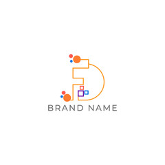 ILLUSTRATION LETTER DF WITH PIXEL GEOMETRIC TECH LOGO ICON ORANGE COLOR TEMPLATE SIMPLE MINIMALIST ELEMENT DESIGN SIMPLE VECTOR GOOD FOR APPS, BRAND 