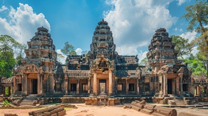 Naklejka premium Grand palaces in an ancient city, detailed bronze artifacts, timeless architecture, historical setting, richly detailed and awe-inspiring