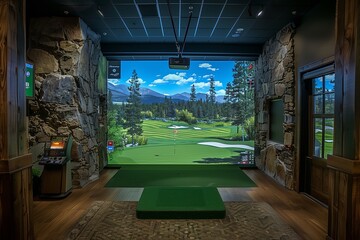 Indoor golf sumulator. Golf room