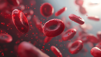 Fototapeta premium Close-Up of Red Blood Cells in Motion Showing Health and Medical Science