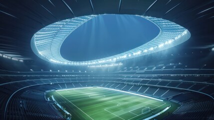 soccer stadium top view and sky dark blue 