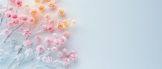 Beautiful pastel-colored flowers arranged elegantly on a light background, evoking a sense of calm and sophistication.