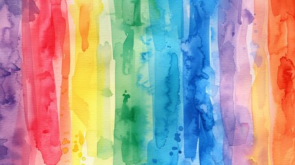 Abstract striped rainbow watercolor background.