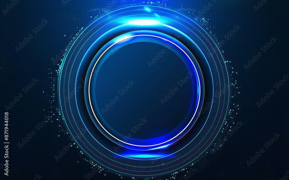 Poster a modern abstract circle button interactivity on a technology innovation pattern design background