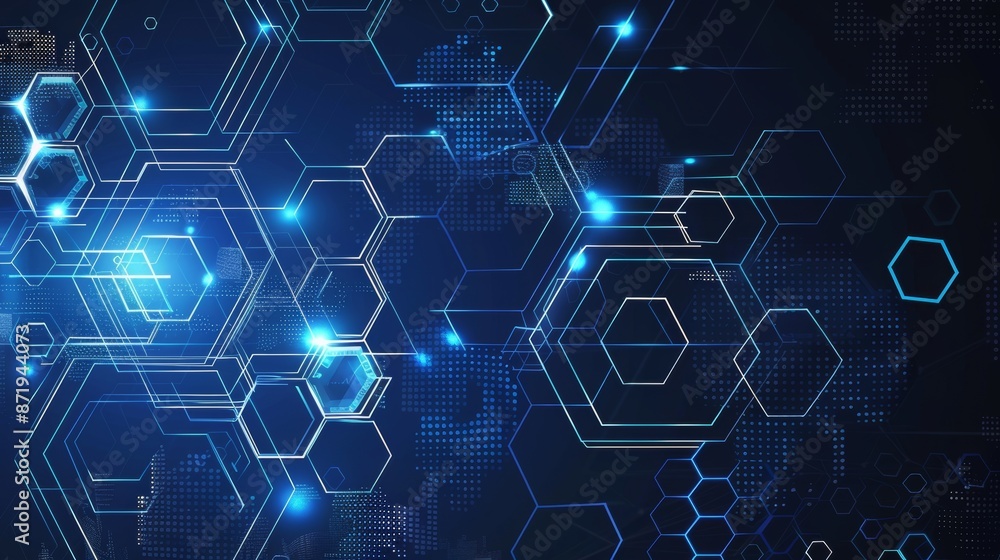 Poster a modern abstract technology innovation concept design hexagon digital sci fi pattern