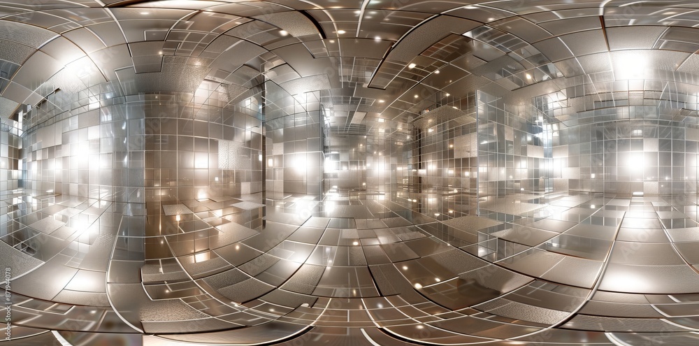 Poster vr virtual reality environment map of the future architecture studio featured with bright led lighti