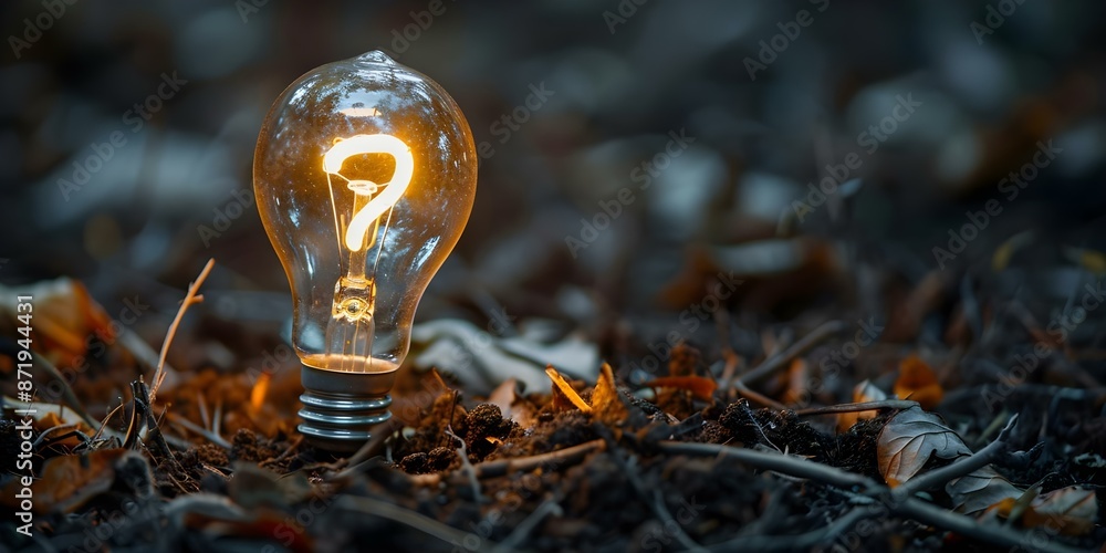 Aufkleber symbolic representation of problem solving and creativity question mark light bulb idea. concept cre