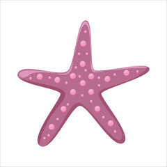 Pink starfish on the white background. Beach, marine nature, sea ​​inhabitants. Isolated vector illustration.