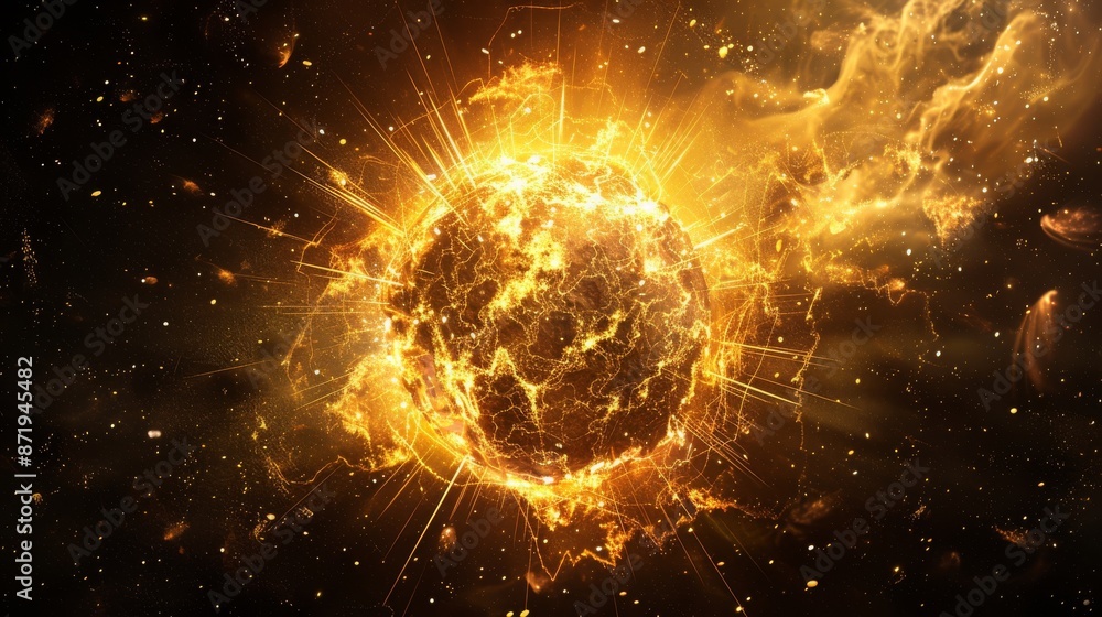 Poster a background of abstract particles displaying heavily deformed sphere shapes caused by noise displac
