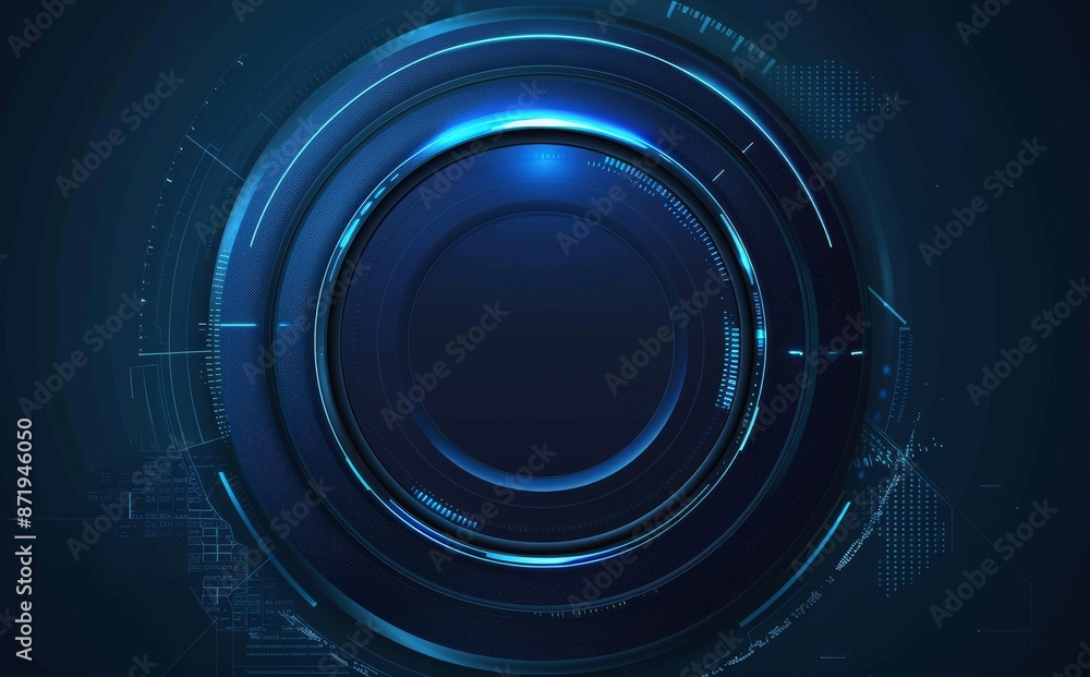 Poster an abstract circle button interactive on a technology innovation pattern design background