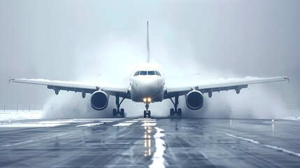 Obraz premium Aircraft De-icing System in Action Ensuring Aviation Safety and Efficiency During Winter