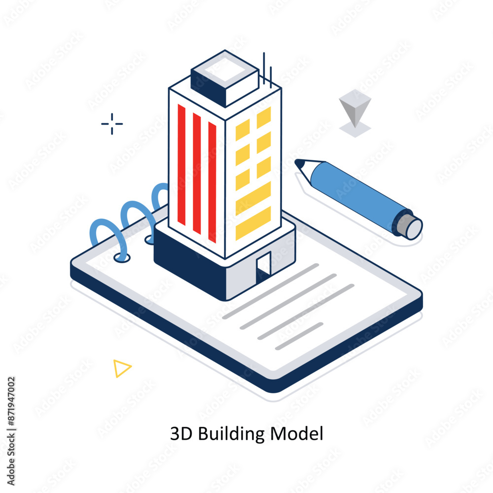 Aufkleber 3d building model concept vector isometric style stock illustration. eps file