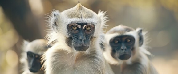 Obraz premium Gray Langurs, Also Known As Sacred Langurs Or Hanuman Langurs, Are Old-World Monkeys,High Resolution, Ultra HD